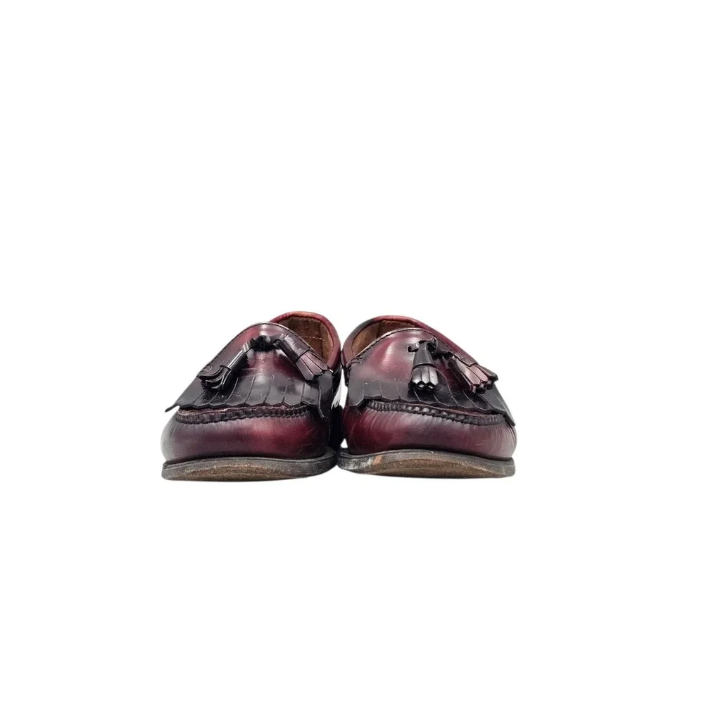 G H Bass Men's Size 9.5 D Weejuns Lennox Burgundy Leather Tassel Kiltie Loafers